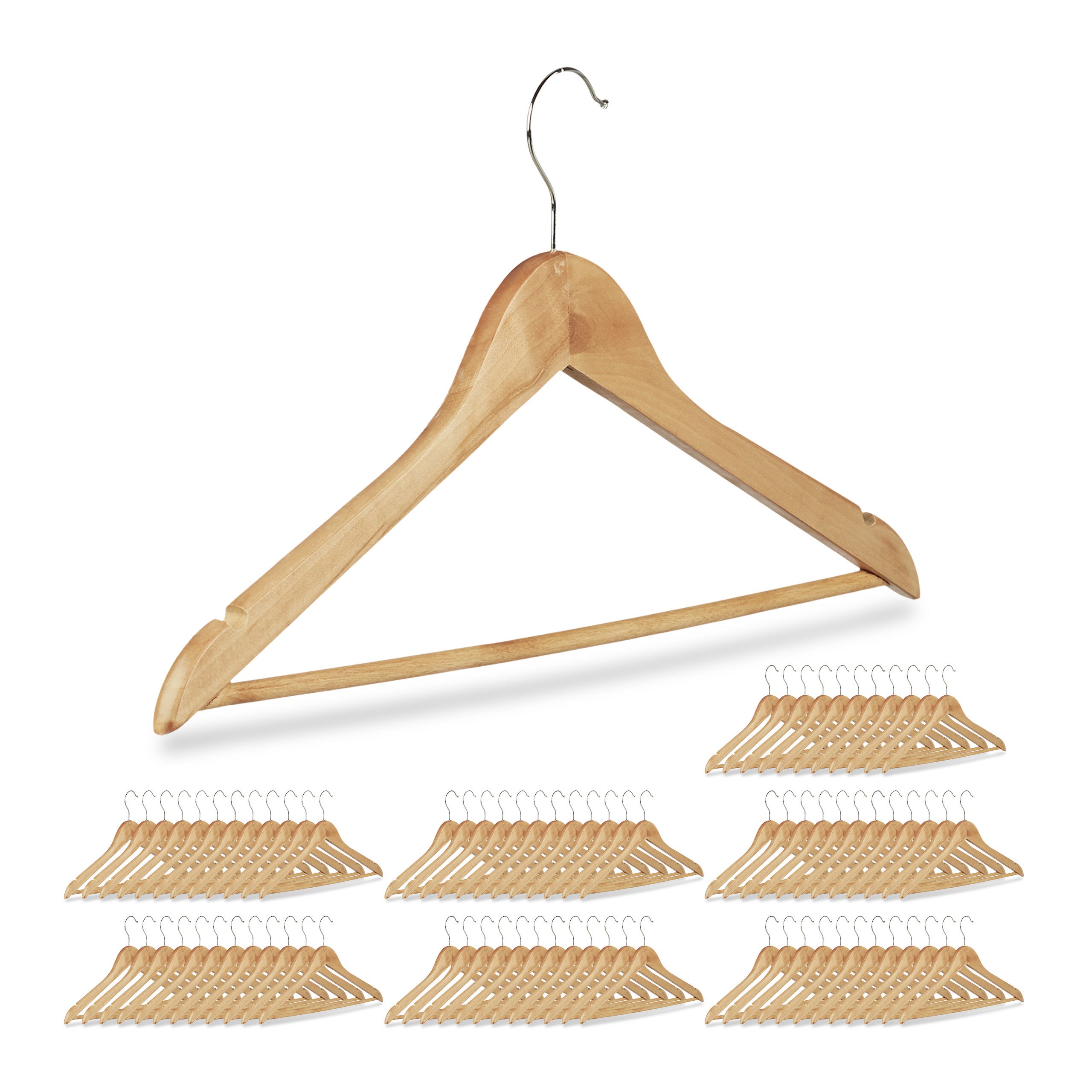 Set di 20 grucce in legno d'acero bianco con asta portapantaloni Songmics