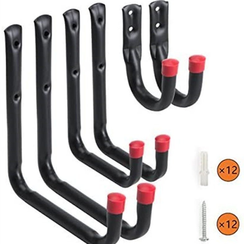 Anvuda Lot De 5 Crochets Muraux Garage En Acier - Supports Robuste Pour Rangement Ski, Vélos, Outils Et Équipements (Noir)
