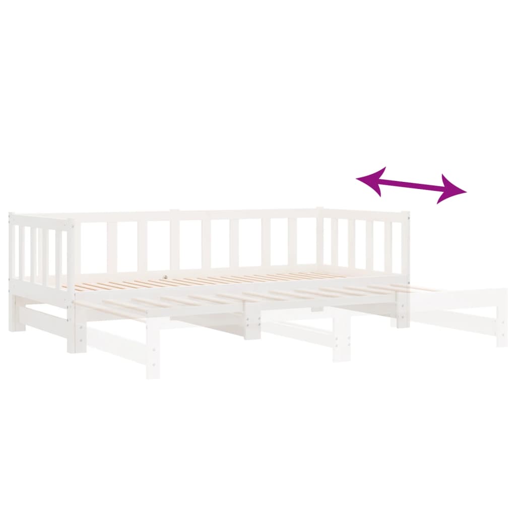 Lit coulissant sans matelas blanc, pour la chambre, 2 × (90 × 200) cm - 9