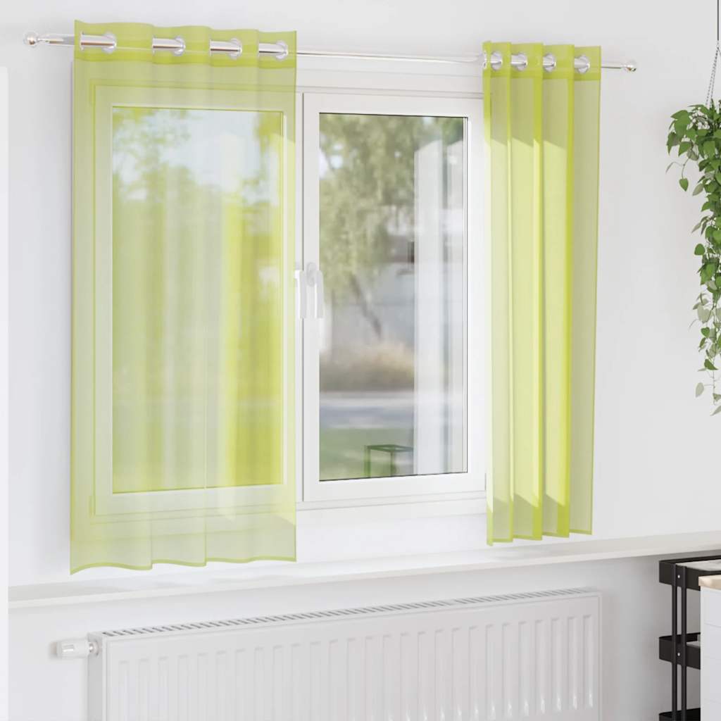 Cortinas De Gasa Transparente - Juego De 2, 140x145 Cm Cada Una, Con Presillas, Estilo Moderno Rural