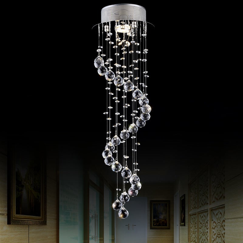 KJLARS Lustre Moderne Cristal 5 Lumières LED Goutte Pluie - Suspension Salon Élégante