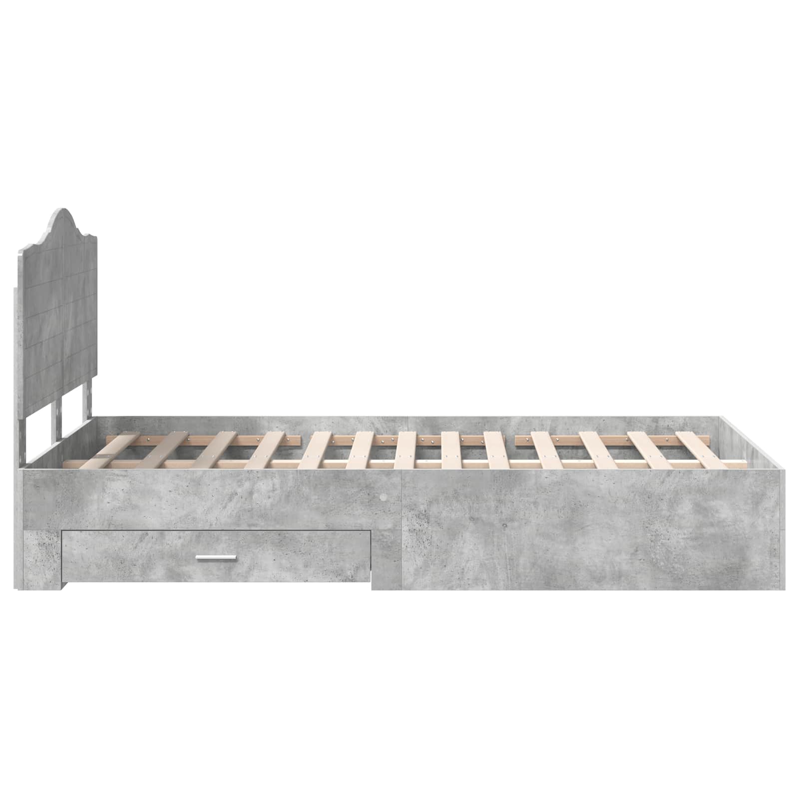 Cadre de lit en panneau de bois, gris béton, pour la chambre, 135 × 190 cm - 9