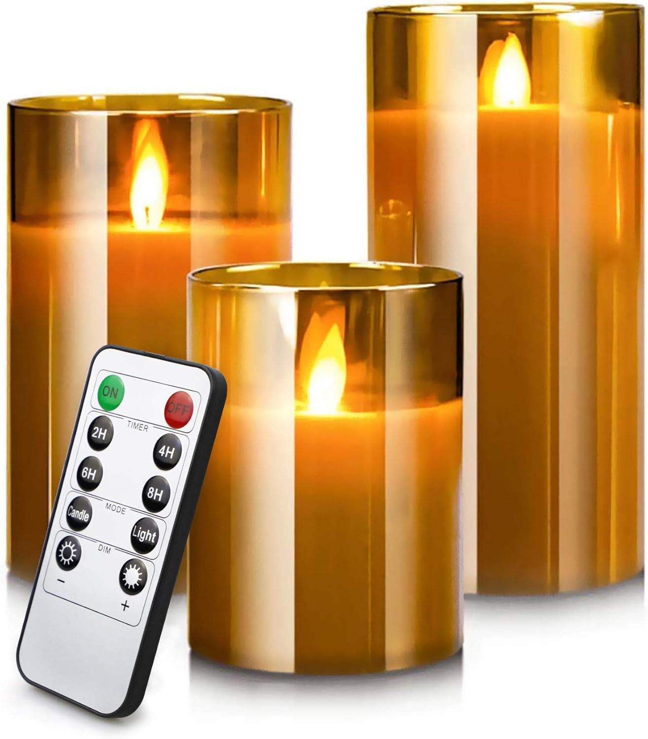Candele LED Senza Fiamma Con Telecomando E Timer - Set Da 3, Effetto Tremolante 3D, Plastica Avorio 7,6x10,2cm, Impermeabili IP44, Durata 600 Ore