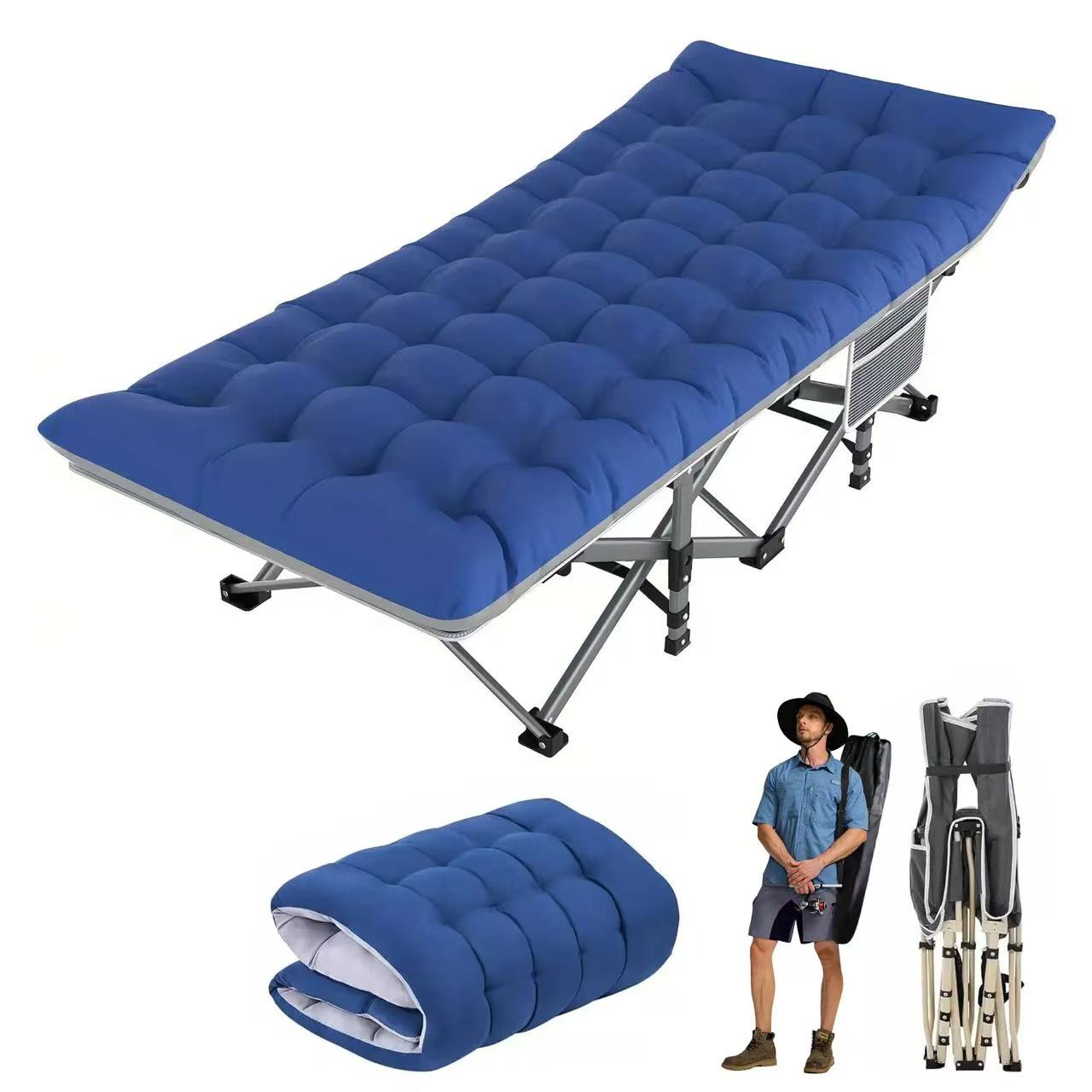 Qwinern  Cama De Camping Plegable Para Exterior Con Colchón Y Bolsa De Almacenamiento;Adecuada Para Siestas En La Oficina, Senderismo, Viajes Y Pesca Gris/Negro , Leroy Merlin