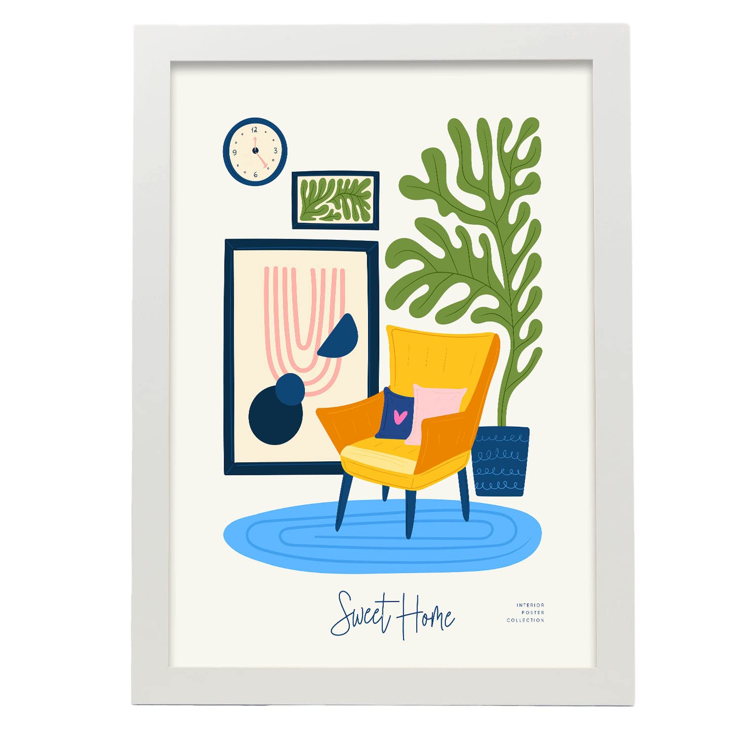 Nacnic póster pop art abstracto. casa cómoda ilustraciones artísticas modernas para la decoración de interiores. con marco blanco - a3