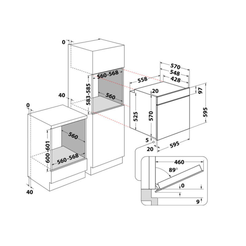 Whirlpool Four encastrable 71 L, classe A+, chaleur tournante pulsée, fonctions levage de pâtes et pizzas, noir (OMK58CU1SX) - 5