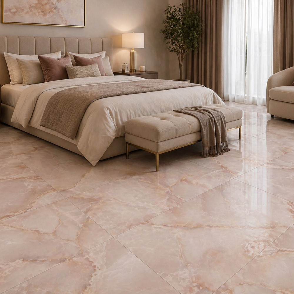 Piastrella da pavimento e rivestimento interno in gres porcellanato, effetto marmo onice rosa 60x120 cm Sp. 9 mm - 2