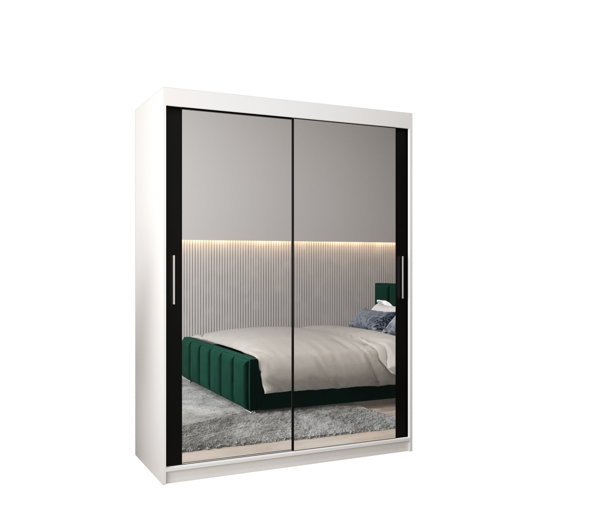 Szafa przesuwna garderoba TOKYO 3 150 x 62 x 200 cm Biały + Czarny - Abiks Meble