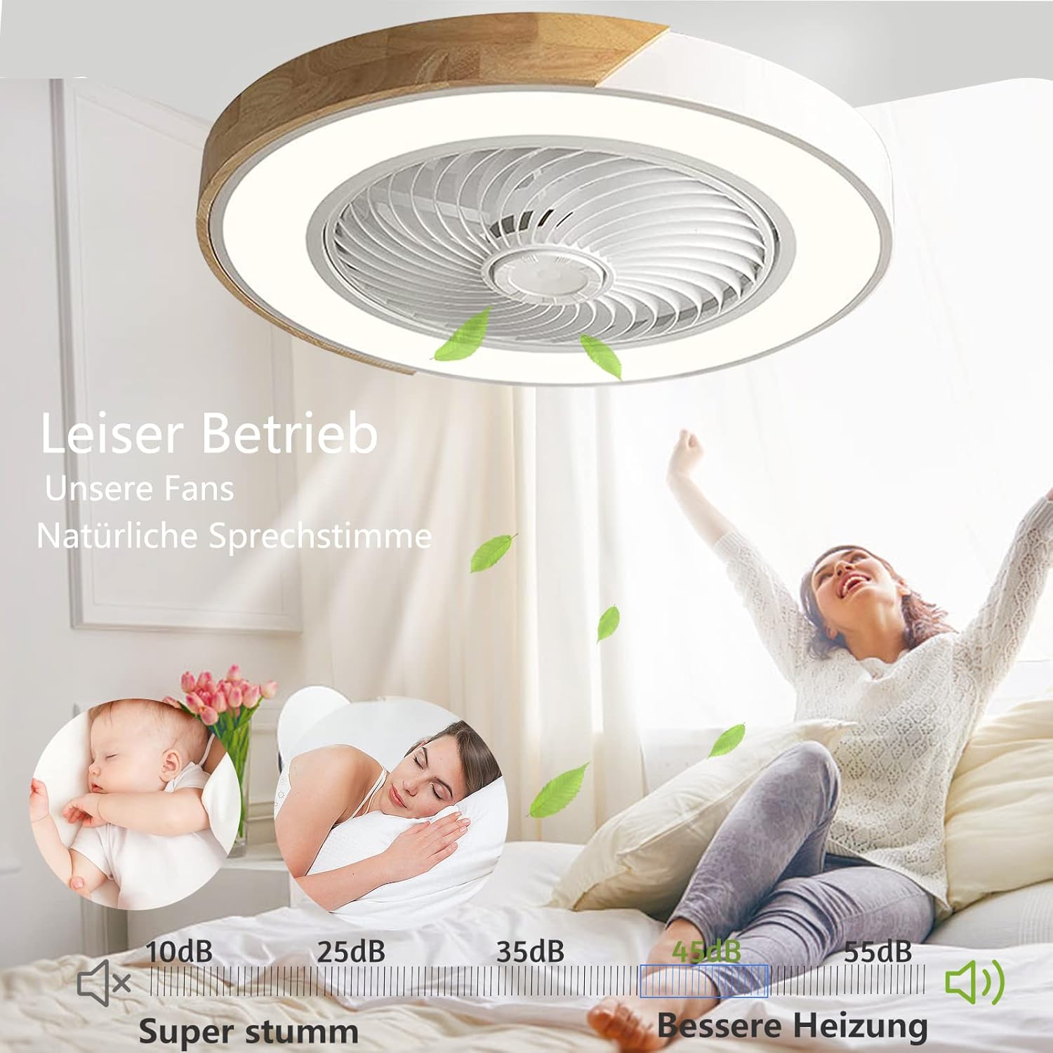 Suspension LED invisible et silencieuse avec ventilateur et télécommande - Blanc - 5