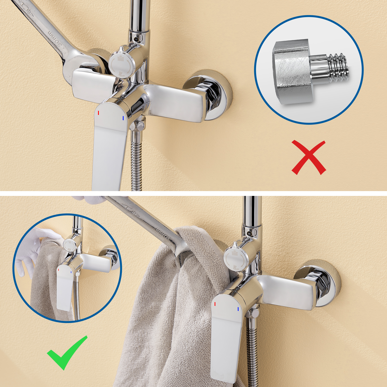 Columna Ducha Mecánica, AURALUM MAX Columna Ducha Cromada,Altura Ajustable 93-130cm para Baño,Mezclador Ducha con Ducha/Ducha - 8