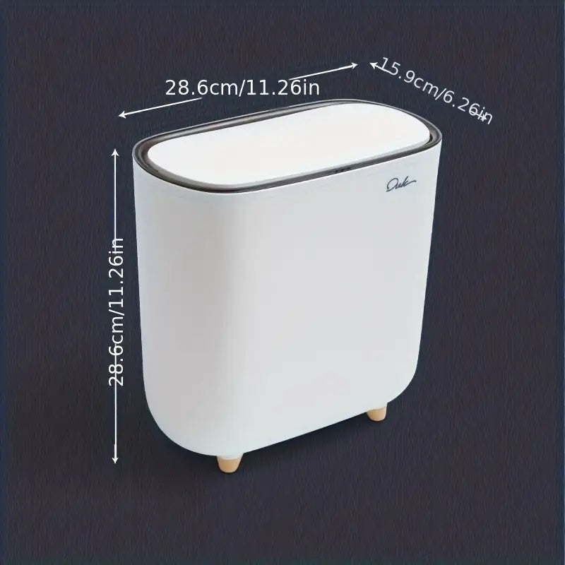 Poubelle de toilette fine avec couvercle, corbeille à déchets de salle de bain étroite en plastique pour espaces restreints - 3