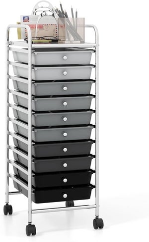 Carrello Organizzatore A 4 Cassetti Con Ruote – Nero, 37x32x76 Cm, Per Ufficio, Casa, Salone