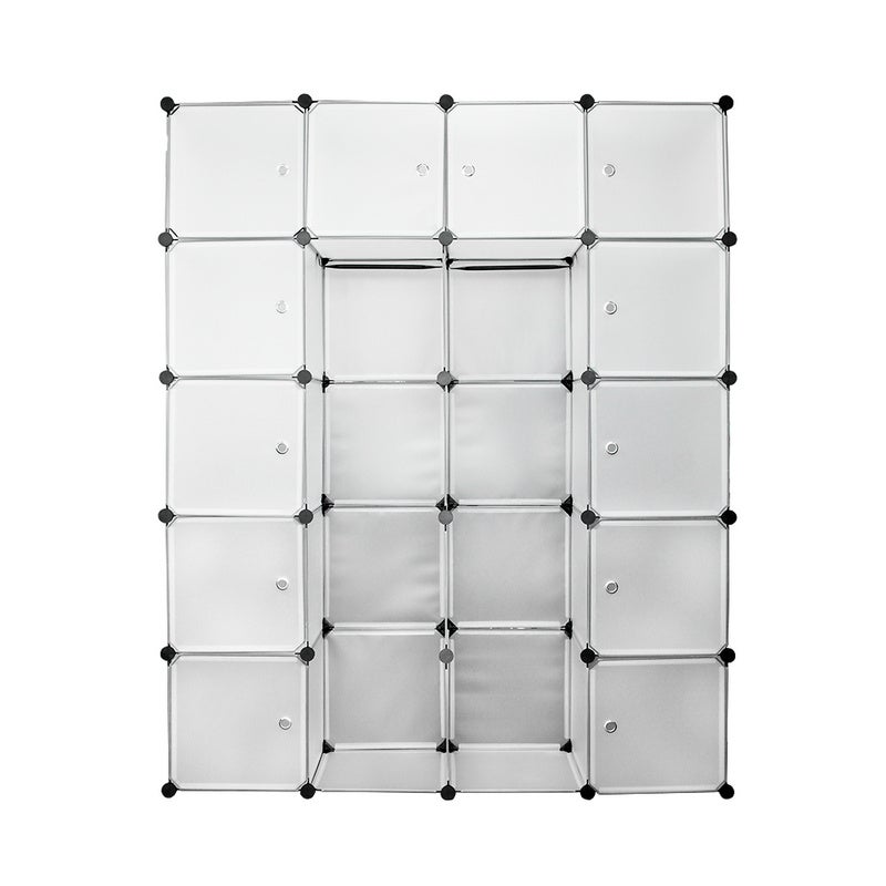 Izrielar Armadio Modulare 20 Cubi Fai-da-te - Bianco, 180x142x37 Cm, Con Ante, Ideale Per Camera O Ingresso - Foto 5