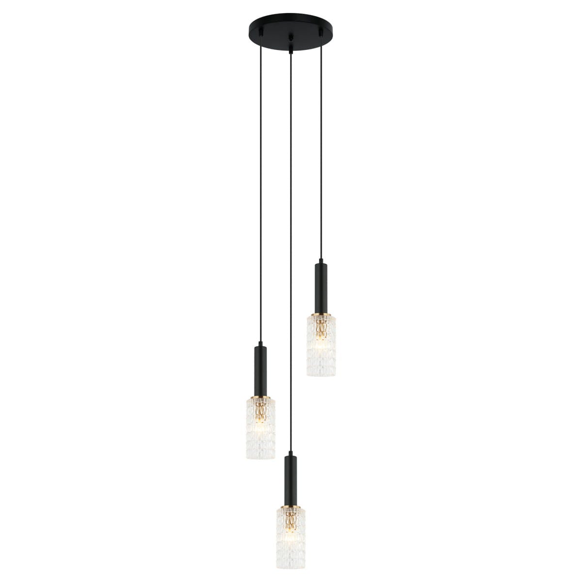 Lampa wisząca Perola czarno-złoto-przezroczysta 3xE14x40W do salonu wym: 112 x 29 x 29 cm szkło Italux