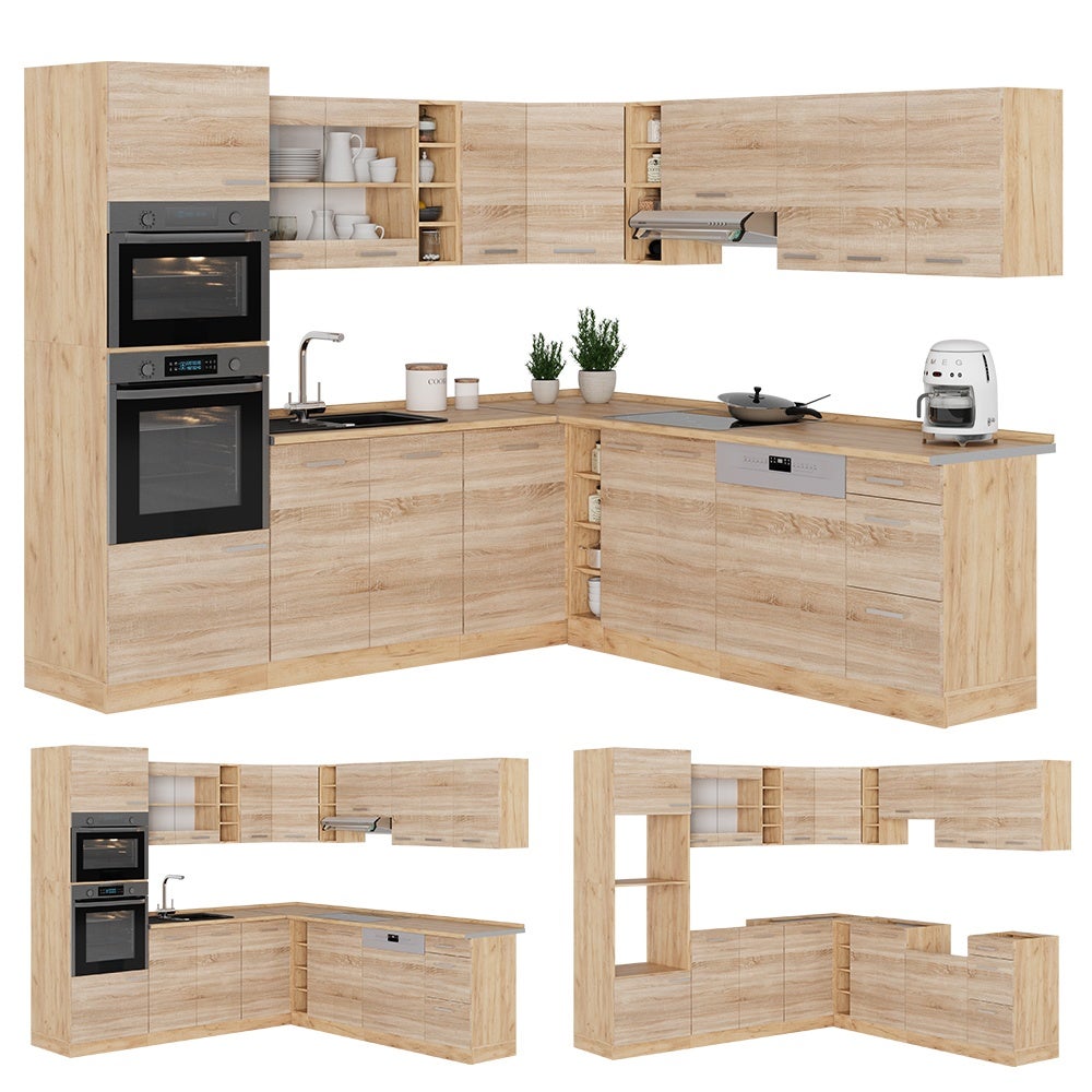 Vicco Cuisine en angle R-Line, Sonoma/Chêne de force doré, 247 x 237 cm, PT Chêne - 6