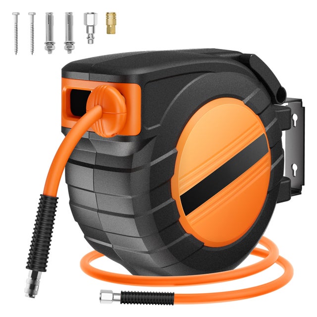 Enrouleur de tuyau d'air rétractable SucceBuy 3/8 po x 50 pi,300 psi,rembobinage automatique,montable