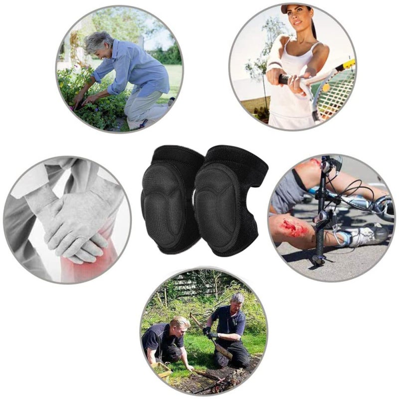 Joelheiras de espuma anti-impacto, equipamento de proteção esportiva, para corrida e dança, tamanhos grandes, pretas. - 5