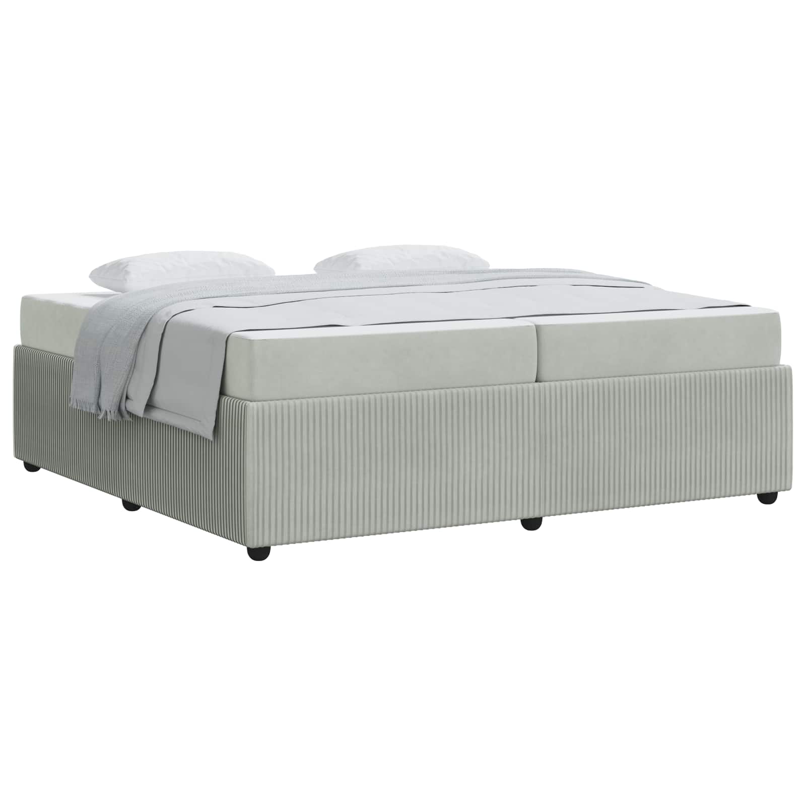 Cadre de lit gris clair, tissu, pour la chambre, 200 × 200 cm - 2