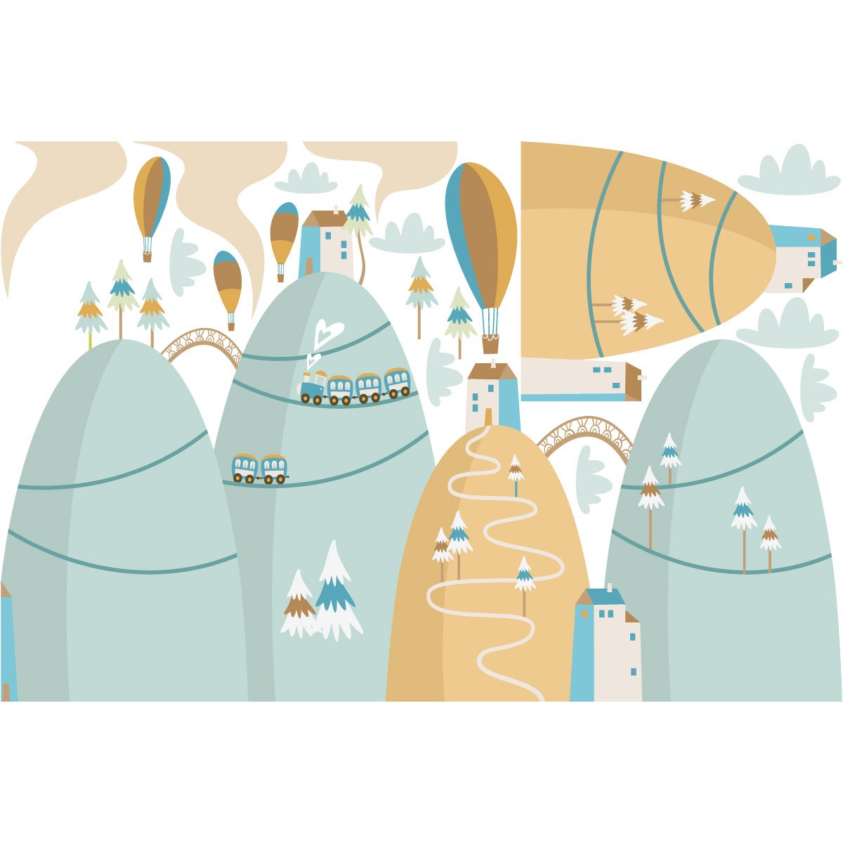 Adesivo di montagna scandinavo mongolfiere palloncini cielo - Sticker adesivo - adesivi murali - 90x135cm - 4