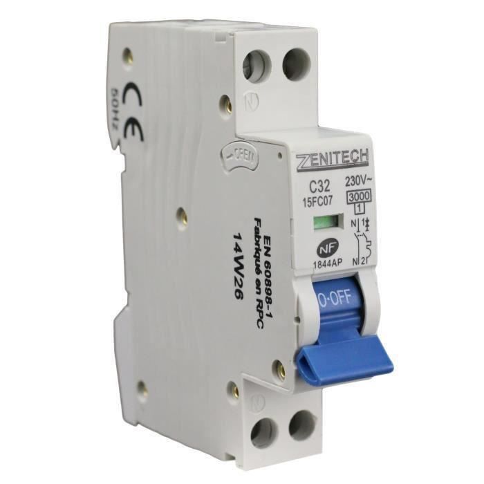 Disjoncteur 32A PH/N - NF - Zenitech - 6