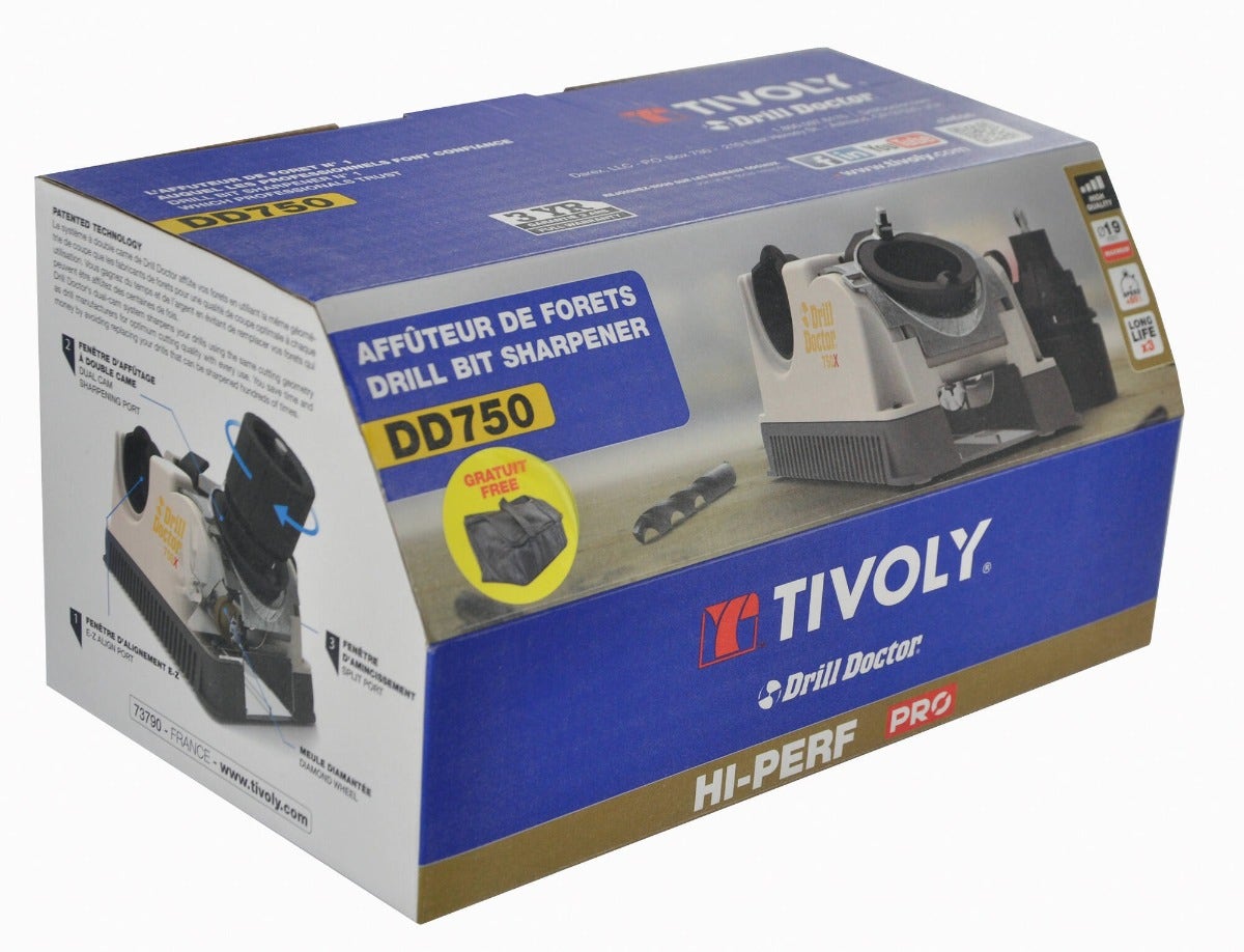 Tivoly • Affûteuse de forets Drill Doctor DD750 XP Ø 2,5 à 19 mm • Affûtage 118° à 135° dépouille conique et pointe en croix - 3