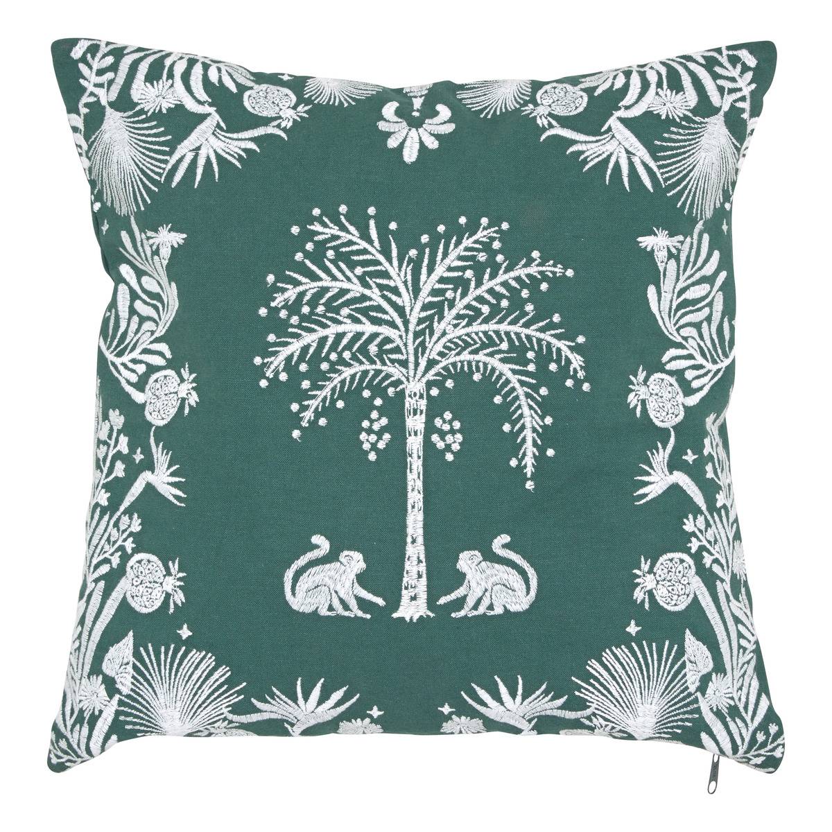 Poduszka dekoracyjna haftowana Palm Resort 45x45cm zielona