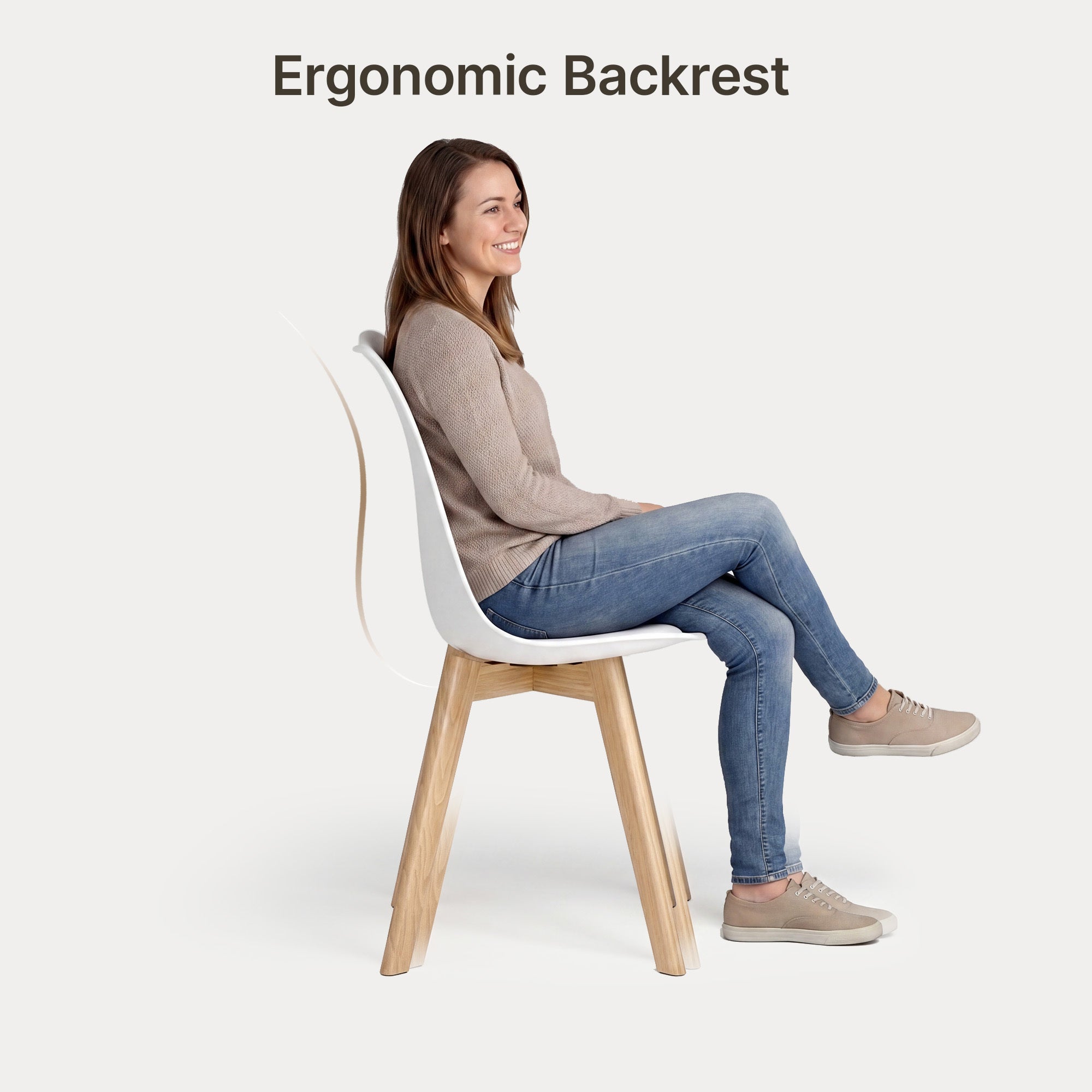 Chaise de cuisine 4 places blanc,design scandinave moderne,dossier ergonomique,pieds en bois massif,assise rembourrée imperméable - 6