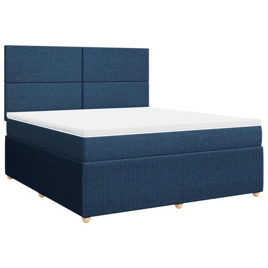 Maison Exclusive - Sommier à lattes de lit avec matelas Bleu 180x200 cm Tissu - 2