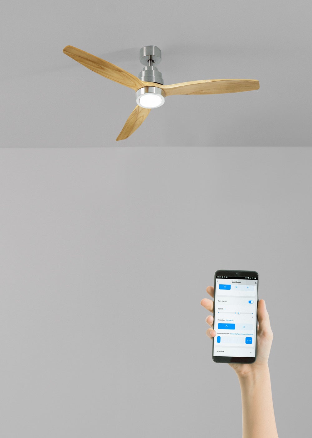 WIND STYLANCE M - Ventilateur de plafond 40W silencieux 100% bois Ø 132 cm avec eclaraige avec wifi - 3