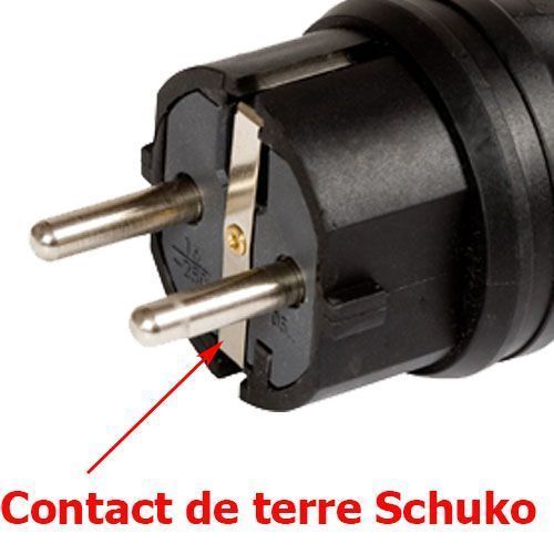 Fiche Male Caoutchouc Brochage Domestique Français 220v 16a 2p+t - étanche Ip44 - 8