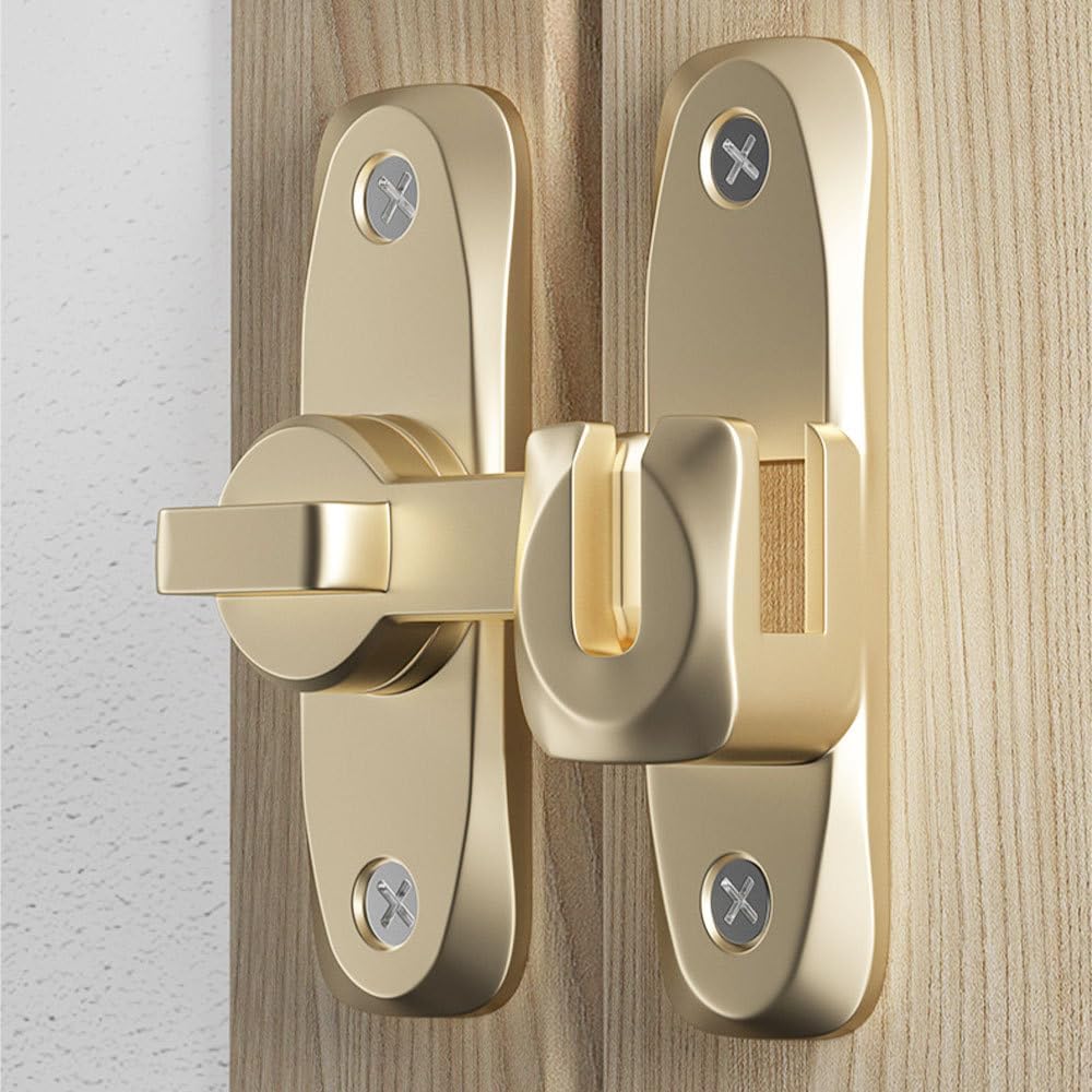 Loquet pivotant robuste, 90°/180°, pour portes, granges, garages, jardins, clôtures (doré) - 2
