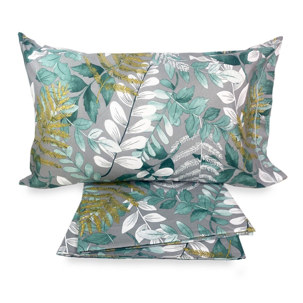 COPRIPIUMINO FOGLIA Verde in Puro cotone Made in Italy Cm. 250x200 - 3