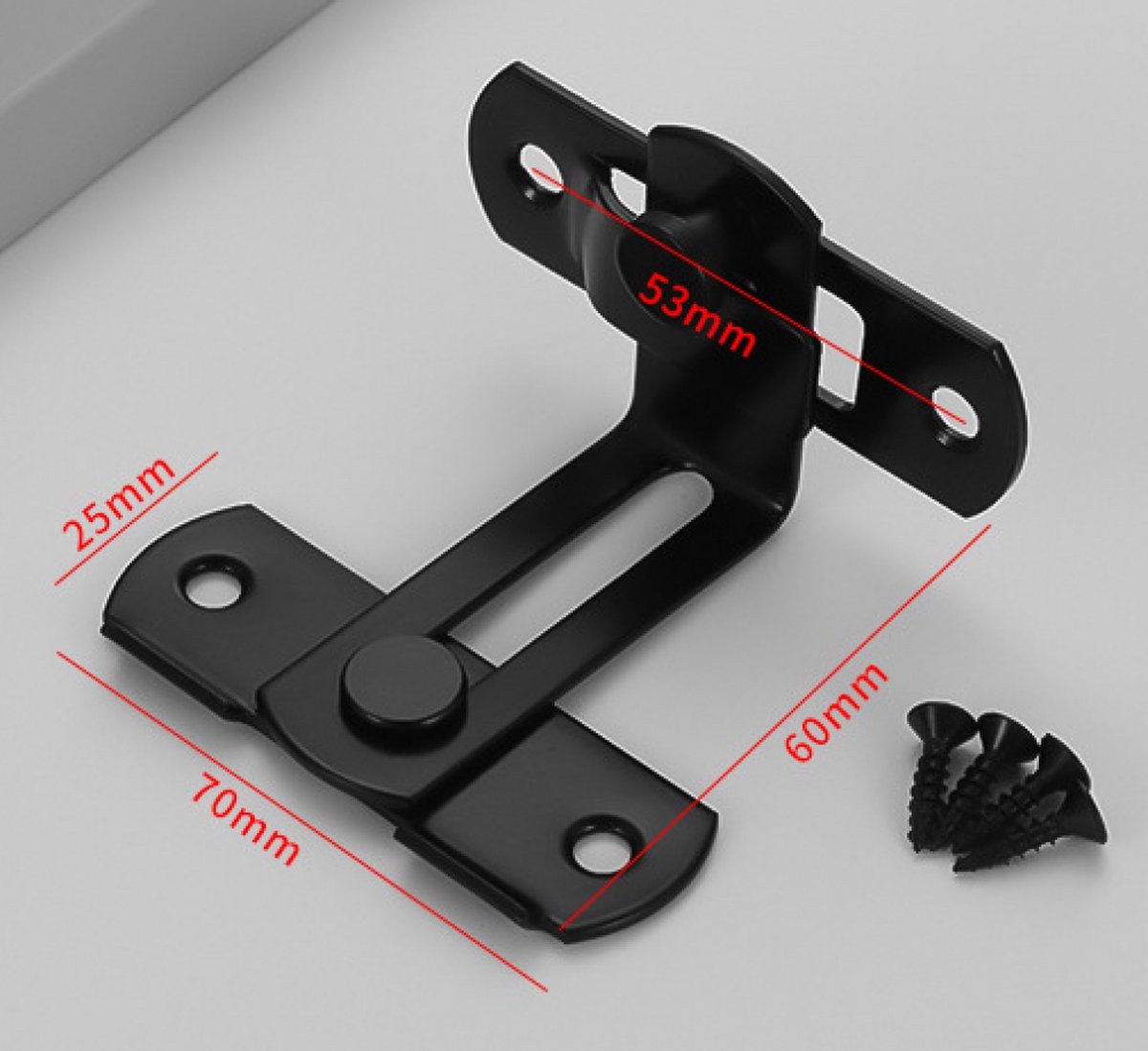 Serrure de porte coulissante - noire - serrure de porte - 90° - serrure de porte coulissante pliante - pêne de verrouillage - 7