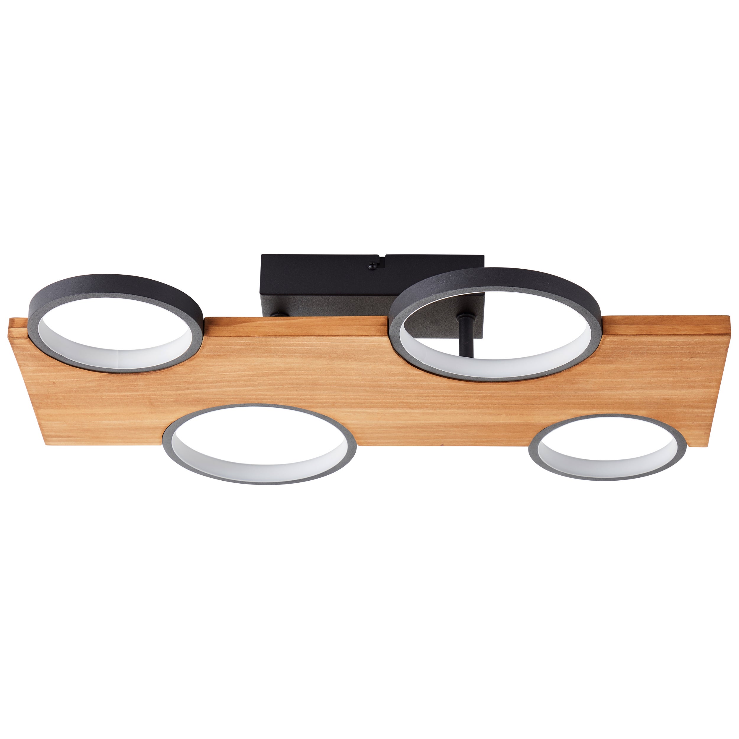 Brilliant lampa sufitowa LED Cheesy 55x35cm matowa czarna/metal drewno/brąz drewno 28W zintegrowana dioda LED - 4