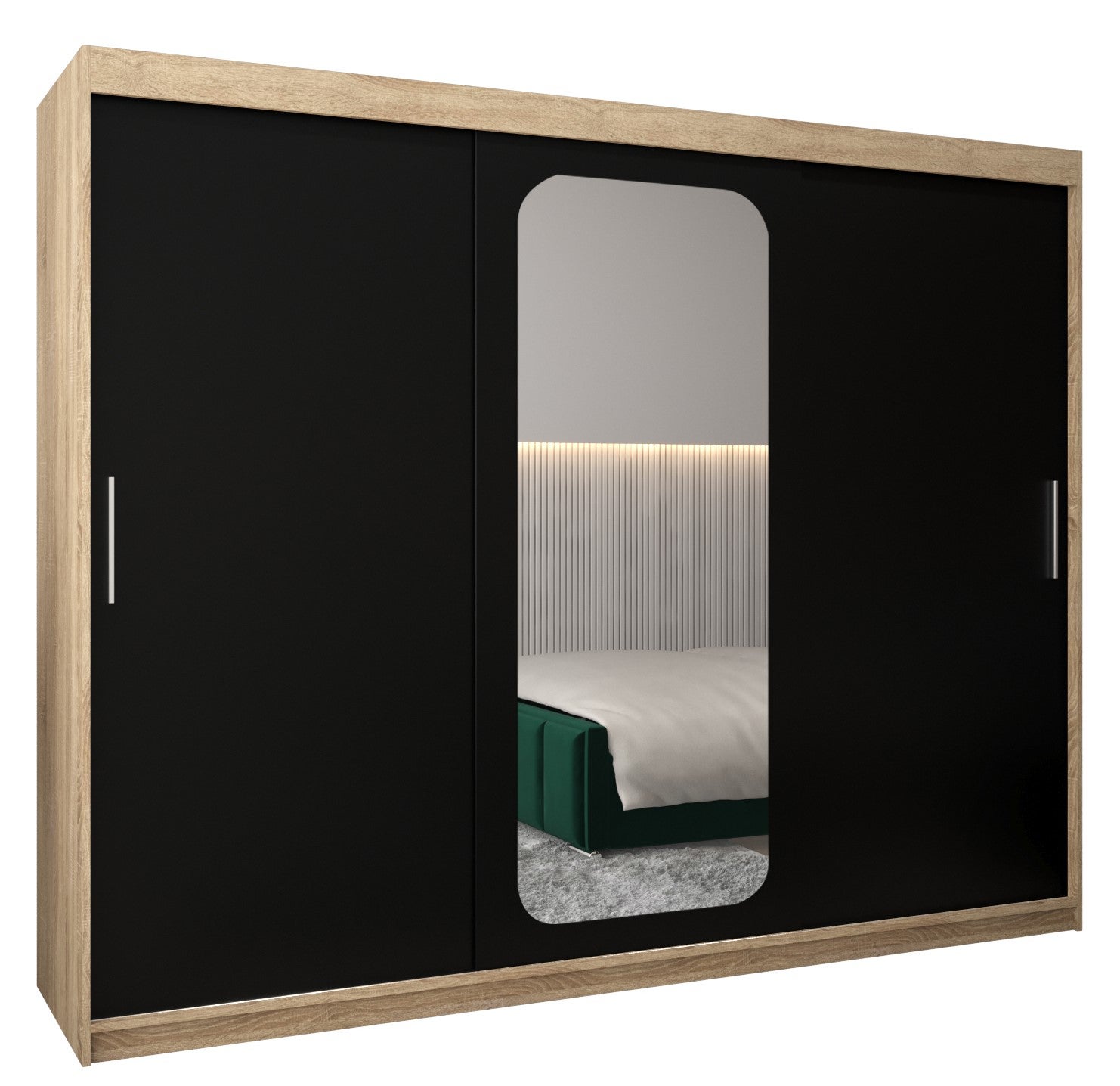 Szafa przesuwna garderoba PROMO T2 250 x 62 x 200 cm Sonoma + Czarny - Abiks Meble