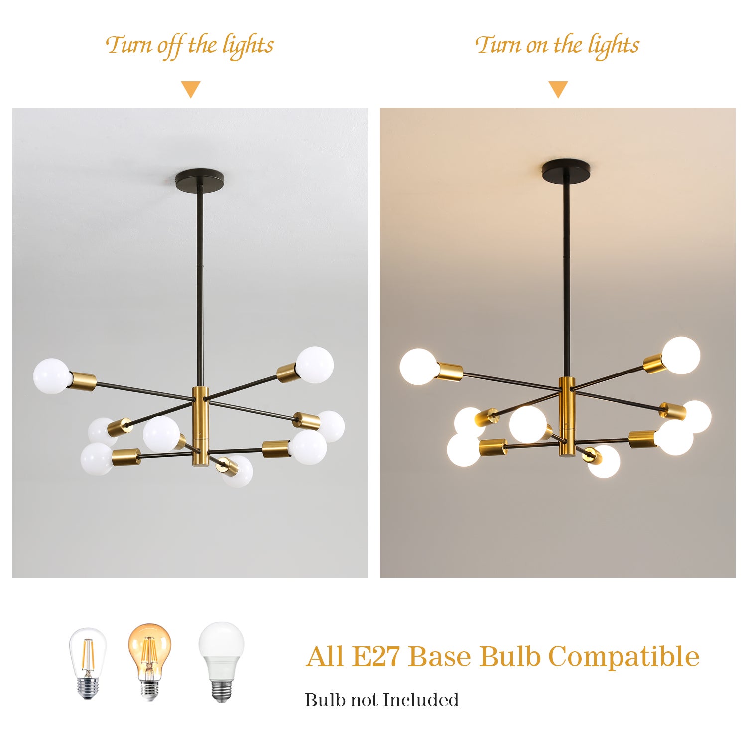 GOECO Suspension Vintage, Lustre industriel noirs E27, Plafonnier à angle réglable à 180 °, Lumières vintage pour salon cuisine chambre salle à mange - 8