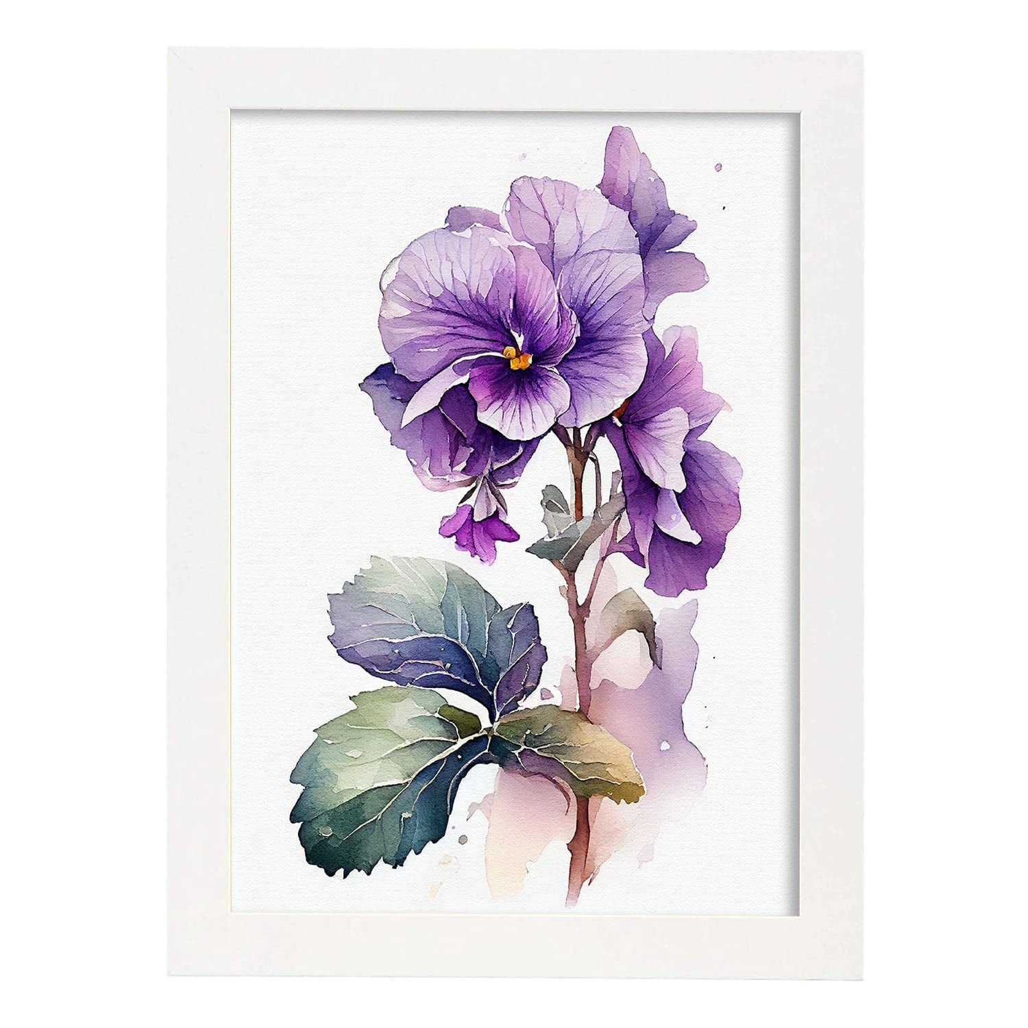 Nacnic poster de violeta estilo nórdico ilustraciones de botánica con flores y plantas en acuarela diseño moderno y a3 con marco blancos