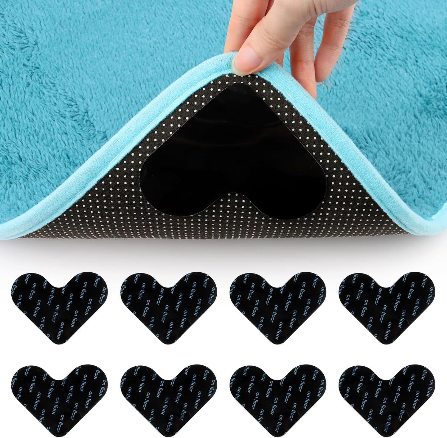 Lot De 4 Pads Antidérapants Pour Tapis - 10x10 Cm, PU Réutilisable, Lavable - Pour Sol Dur (Carrelage, Parquet, Marbre) - 2