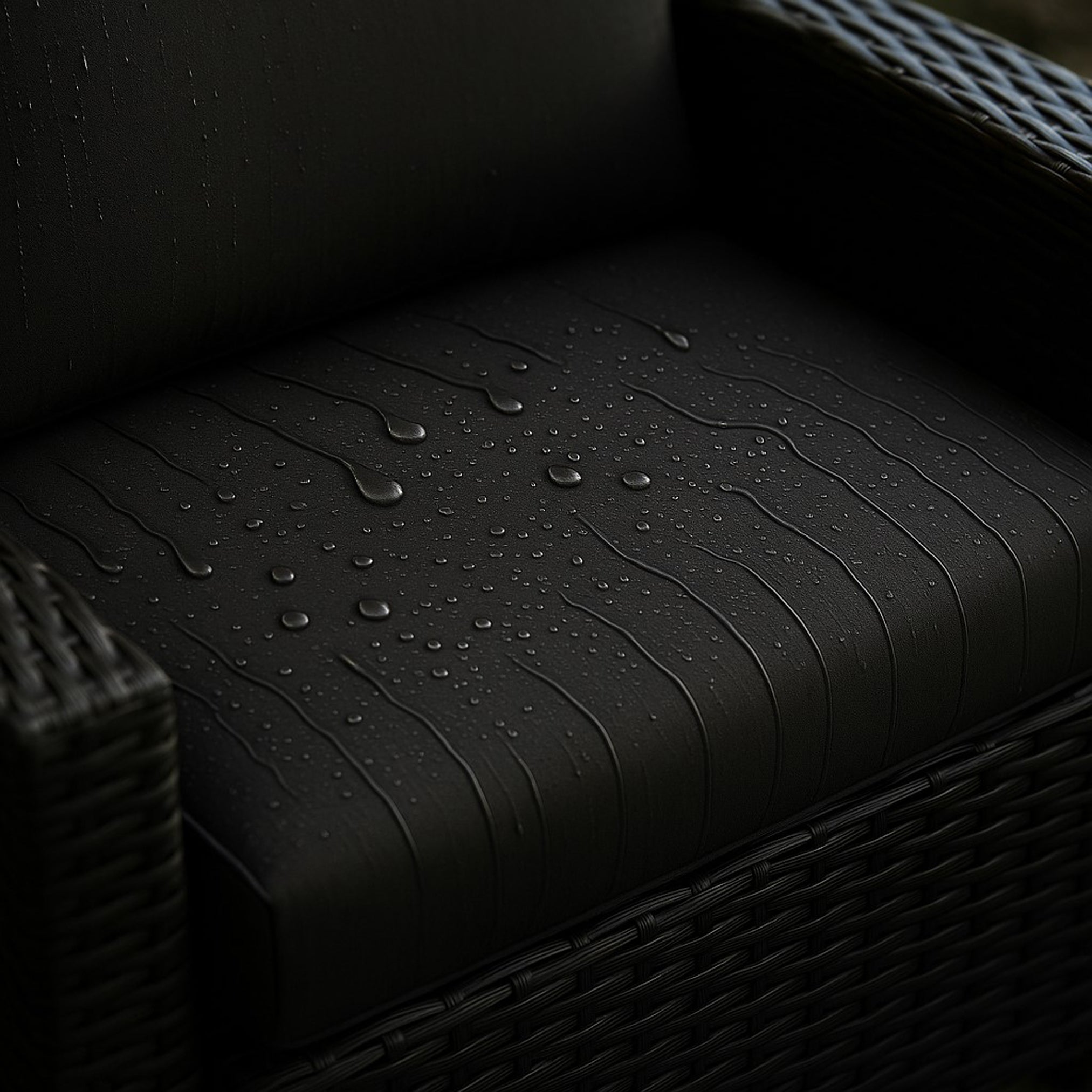 Coussins de chaise en résine tressée 56x52x7cm Lot de 2 coussins de chaise extérieur, Coussin de fauteuil de jardin Noir, Coussin avec dossier - 7