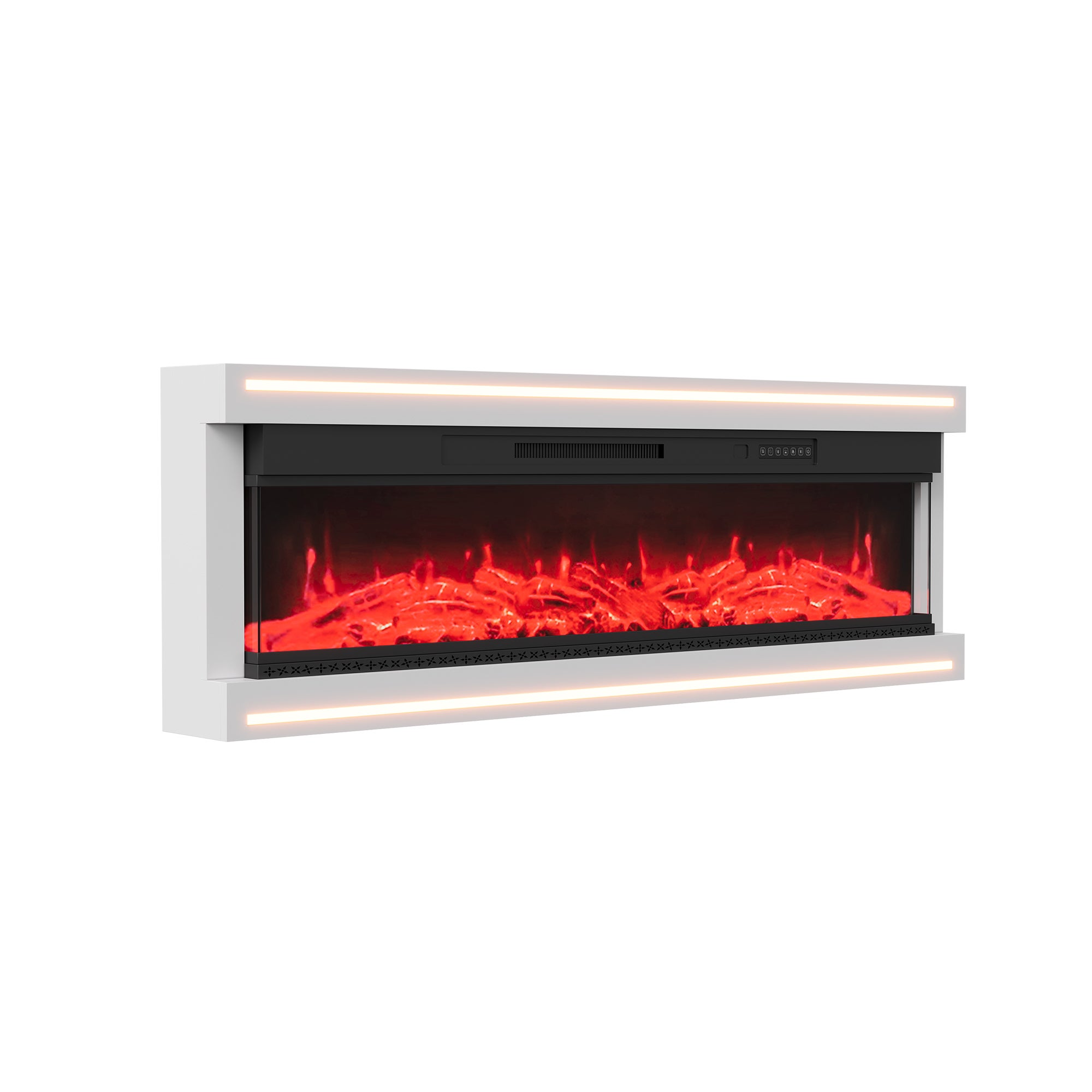 Cheminée électrique 136 cm - Flamme simulée par LED RGB 20 couleurs - 750/1500 W - 5 niveaux d'intensité de la flamme - télécommande - 5