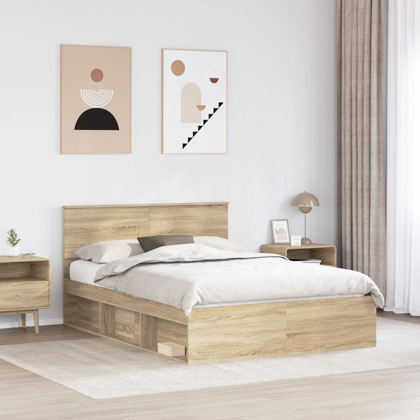 Cadre de lit 140 x 190 cm panneau de bois - 3