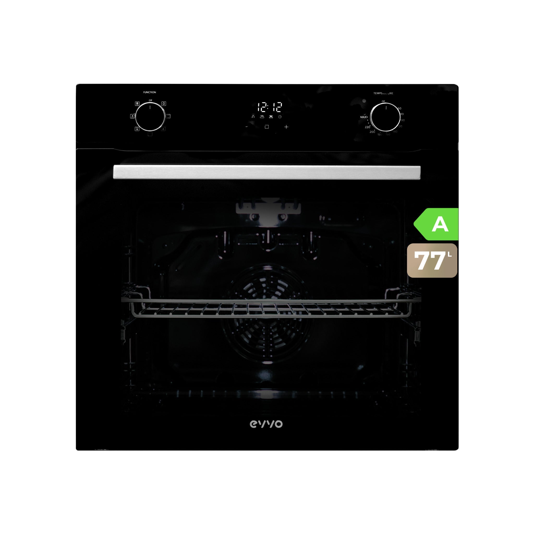 Horno Multifunción Evvo Home H20 72L 60cm Hidrolítico A Vapor Triple Cristal Negro - Imagen 3