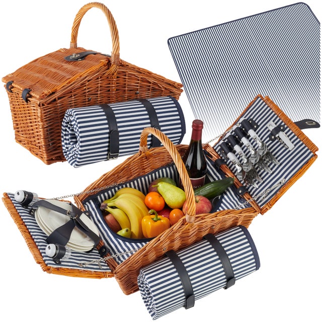 Panier pique-nique USEDOM pour 4 personnes pour 4 personnes avec couverture de pique-nique TECTAKE