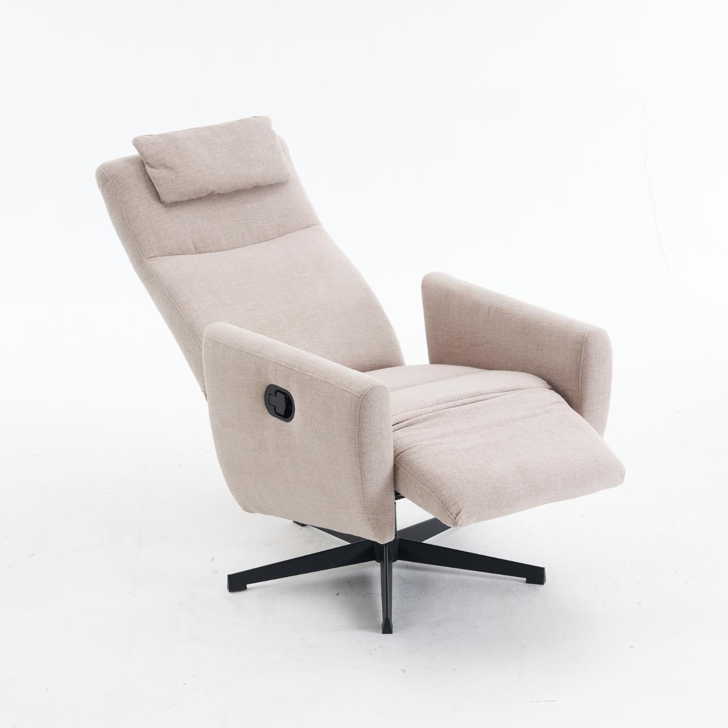 Fauteuil relax avec fonction inclinable, tissu chenille confortable, fauteuil pivotant 360° avec repose-pieds, moderne pour salon - 4