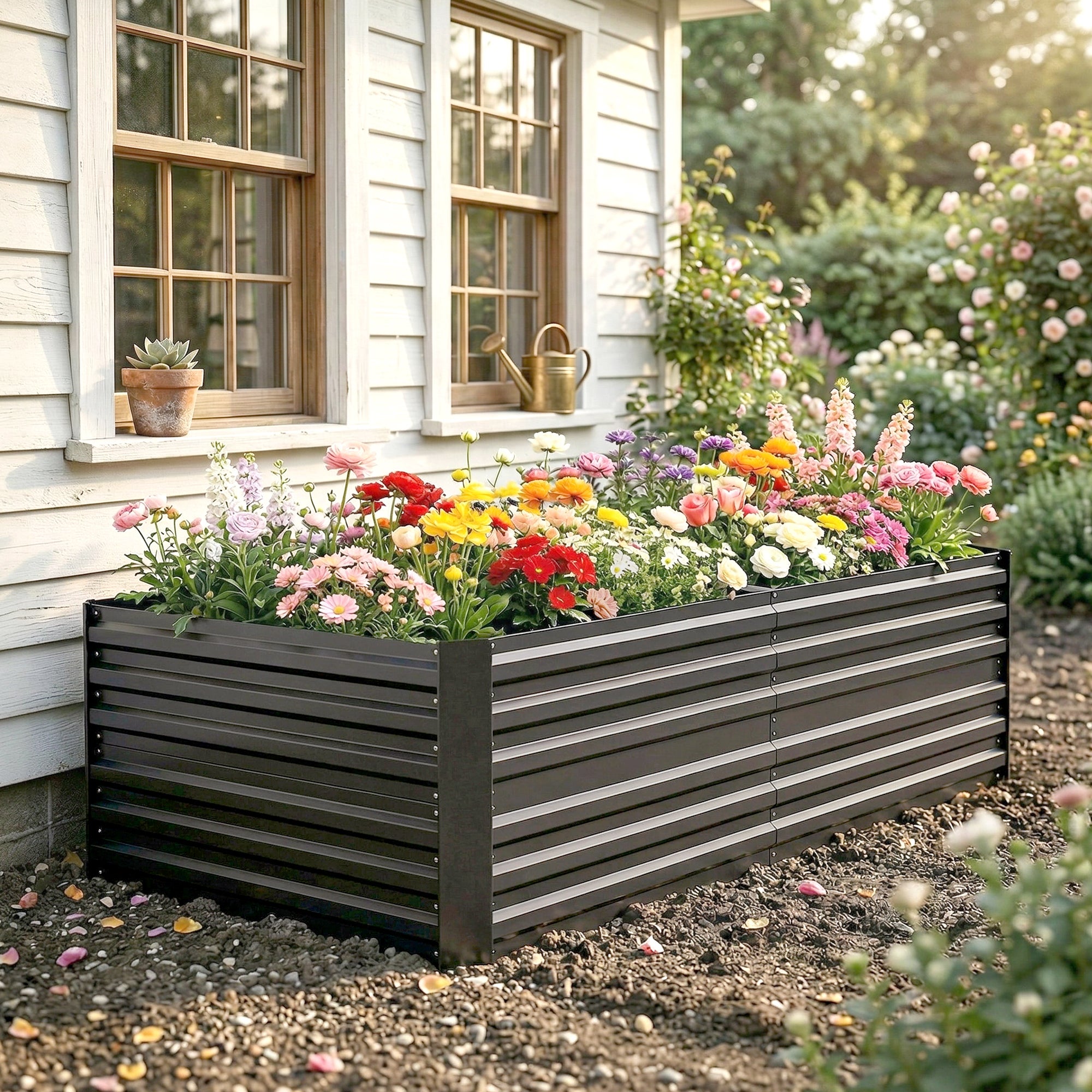 Jardinière acier galvanisé Outsunny 180x90x59 cm - 9