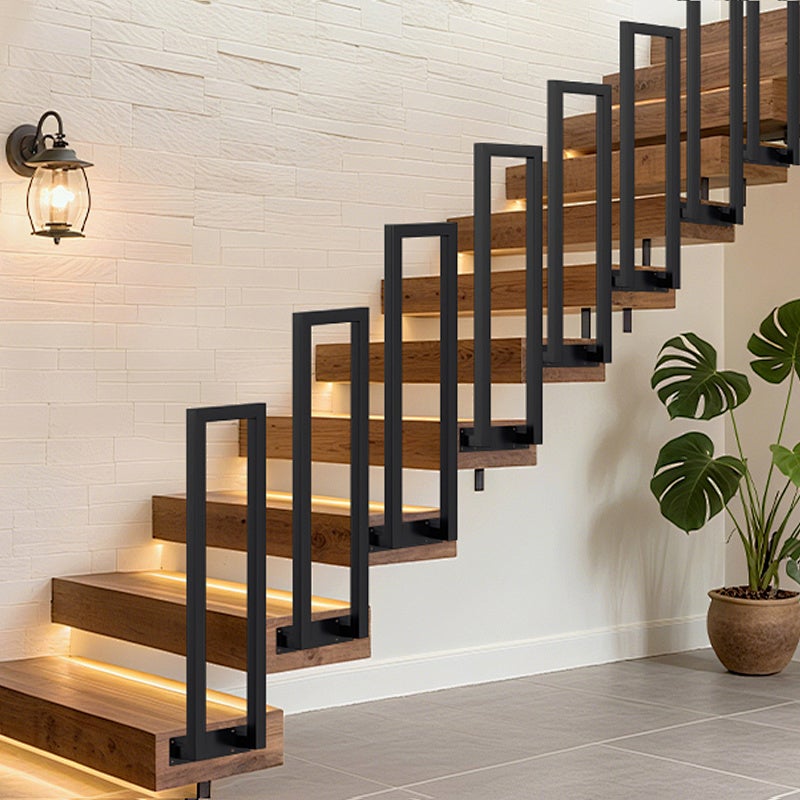 Barandilla de escalera en U de 110 cm, negra, para uso interior Montaje lateral - 5