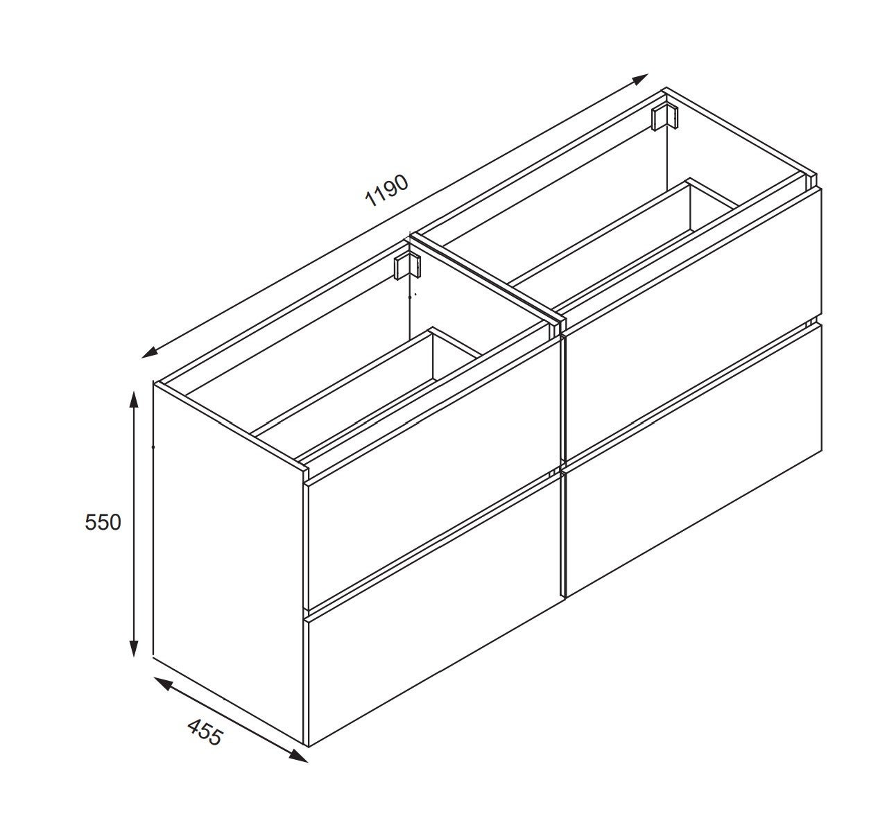 Meuble double Prémonté sous vasque Bois/Noir 120Cm MITIS - 8