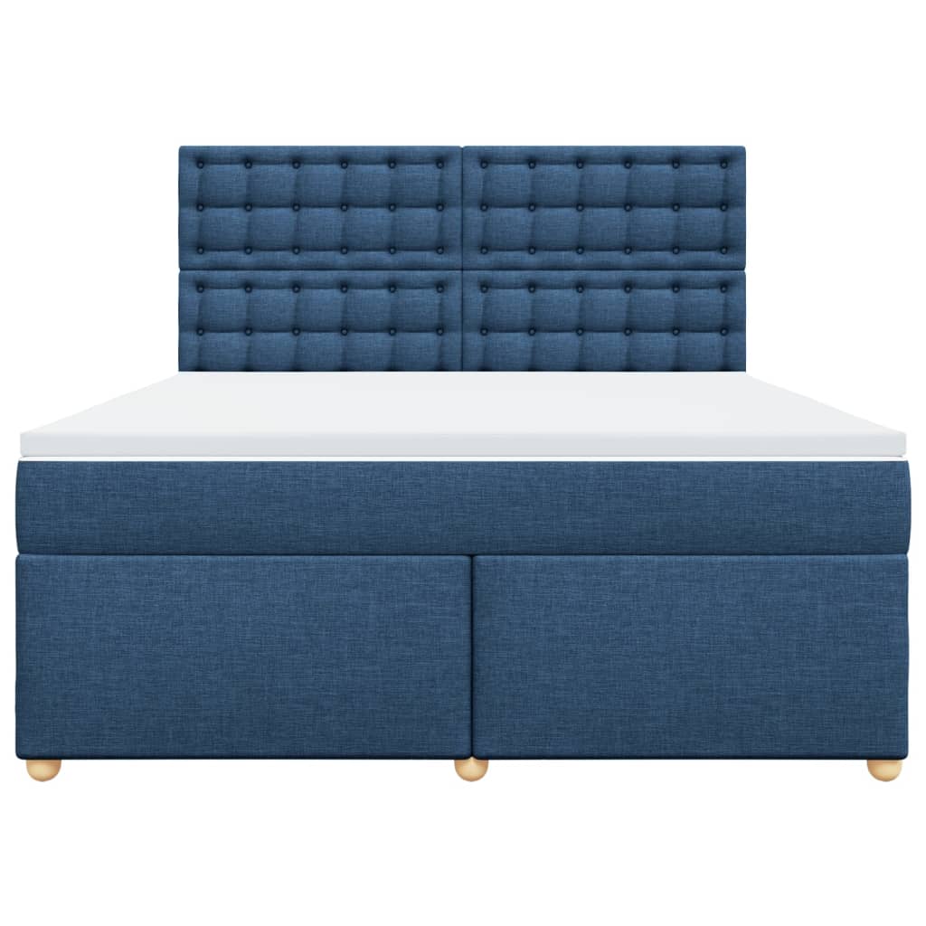 Sommier à lattes de lit avec matelas Bleu 180x200 cm Tissu — COMFORTXL - 4
