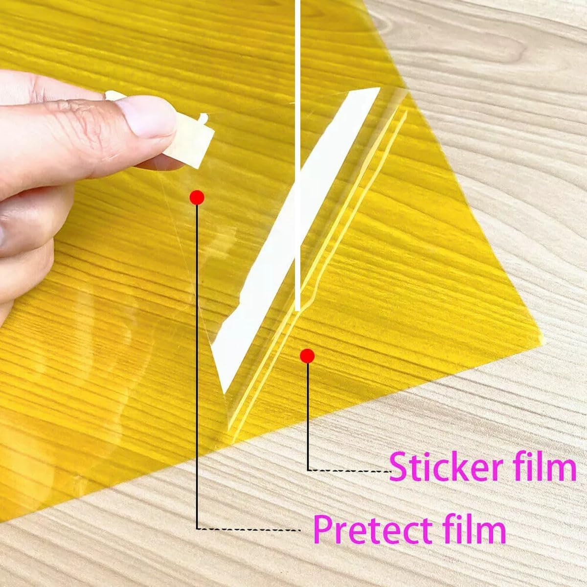 Film teinté pour vitres, film autocollant transparent, film teinté pour vitres, verre coloré autocollant PET, (jaune doré, 40*100 cm) - 4
