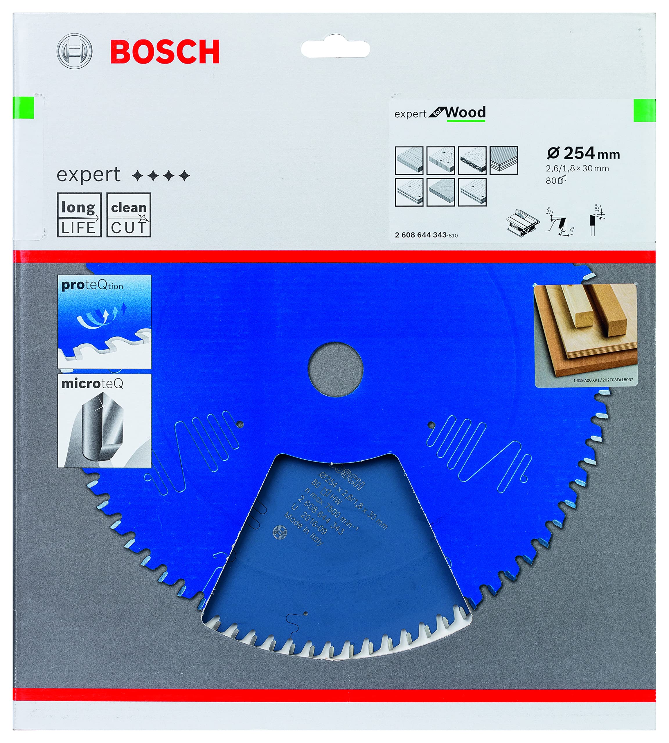 Bosch 2608644343 - Lame de Scie Circulaire Expert pour Wood, 254 x 30 x 2,6 mm, 80D - 9